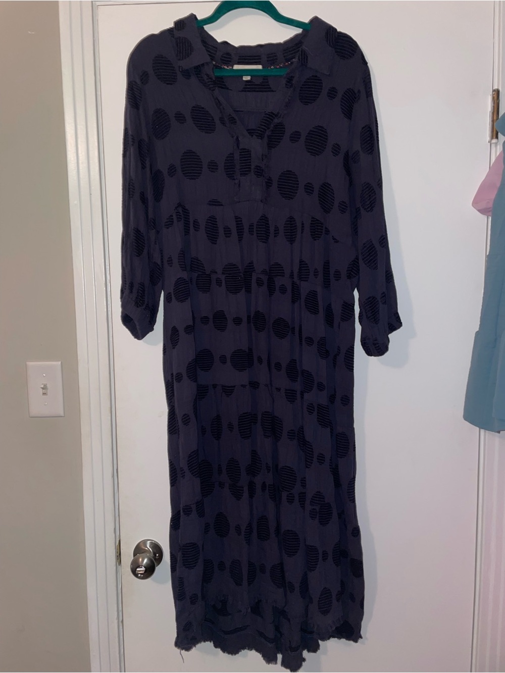 Umgee Navy Blue Polka Dot Maxi Dress